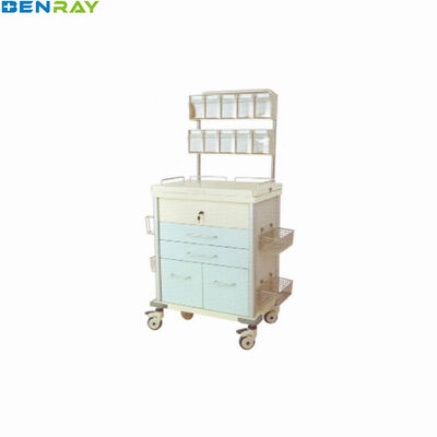Hospital Furniture Crash Cart Table Instrument High Quality Medicine Four Wheels Medical Stainless Steel Clinical Trolley