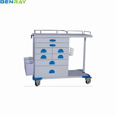 Hospital Furniture Crash Cart Table Instrument High Quality Medicine Four Wheels Medical Stainless Steel Clinical Trolley