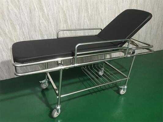 स्टेनलेस स्टील मेडिकल आपातकालीन स्थानांतरण स्ट्रेचर ट्रॉली
